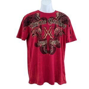 Xtreme Couture Affliction T Shirt Red Wings Men Size Large Short Sleeves